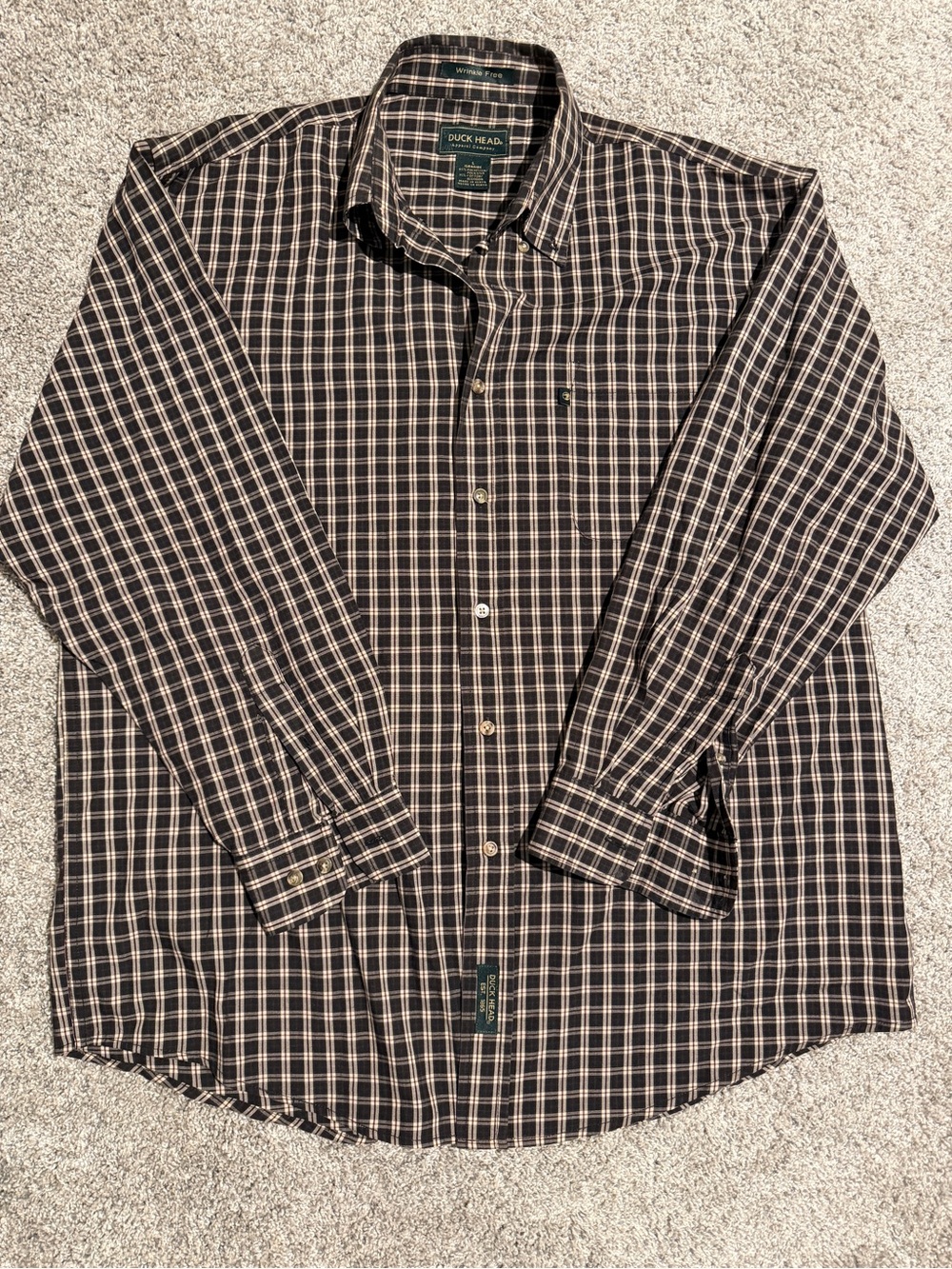 Duck Head Men's Black and White Plaid Button-Down Shirt